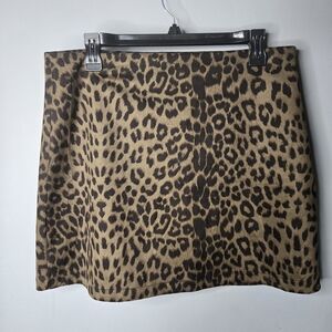 Gilli Leopard Print Mini Skirt Size L Stretch Animal Print Y2K Made in USA
